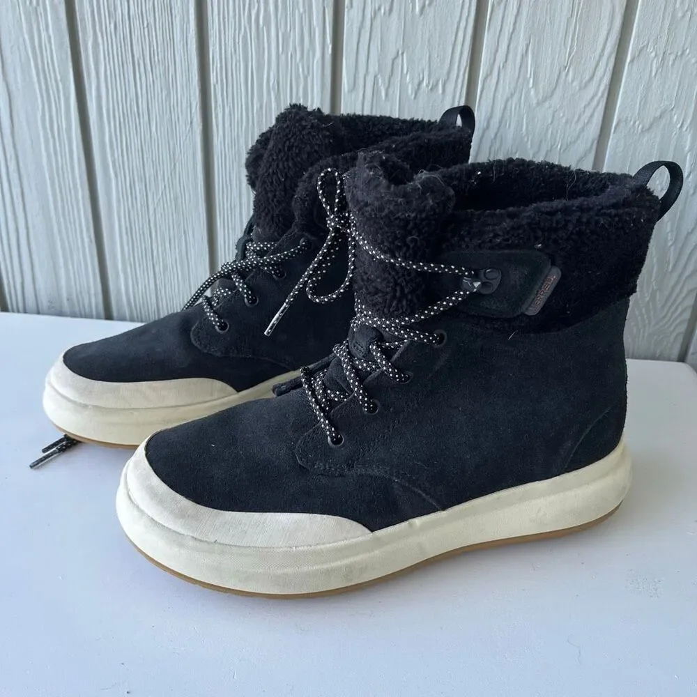 Merrell Marquette Thermo Lace Waterproof Boots 9.5/10 Black Suede Fleece